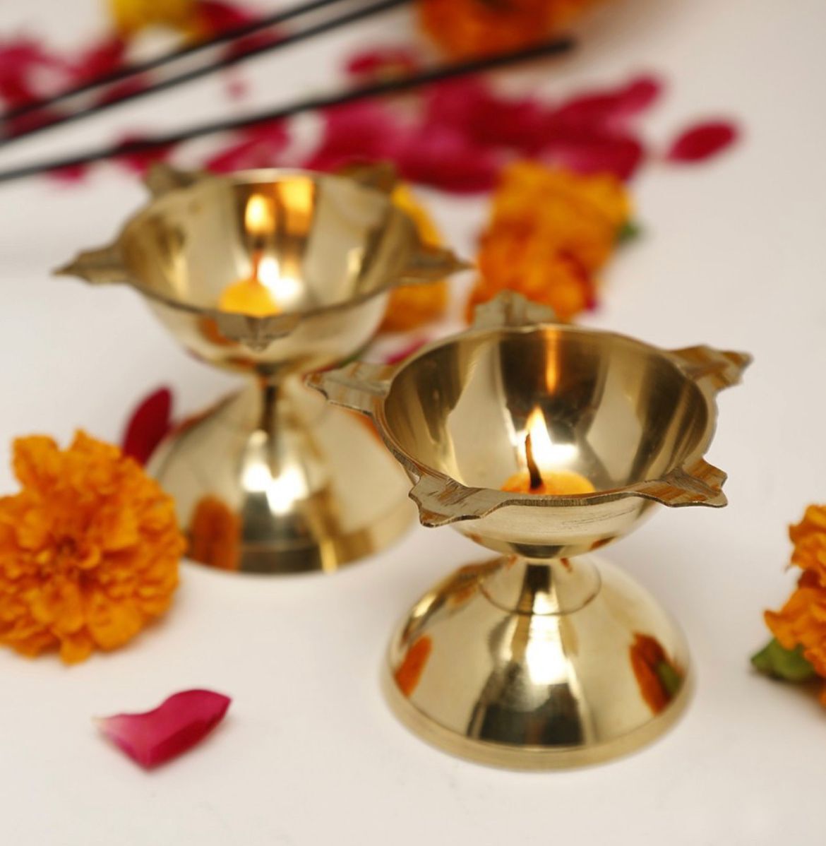 Brass Panchmukhi Diya (Pack of 2)