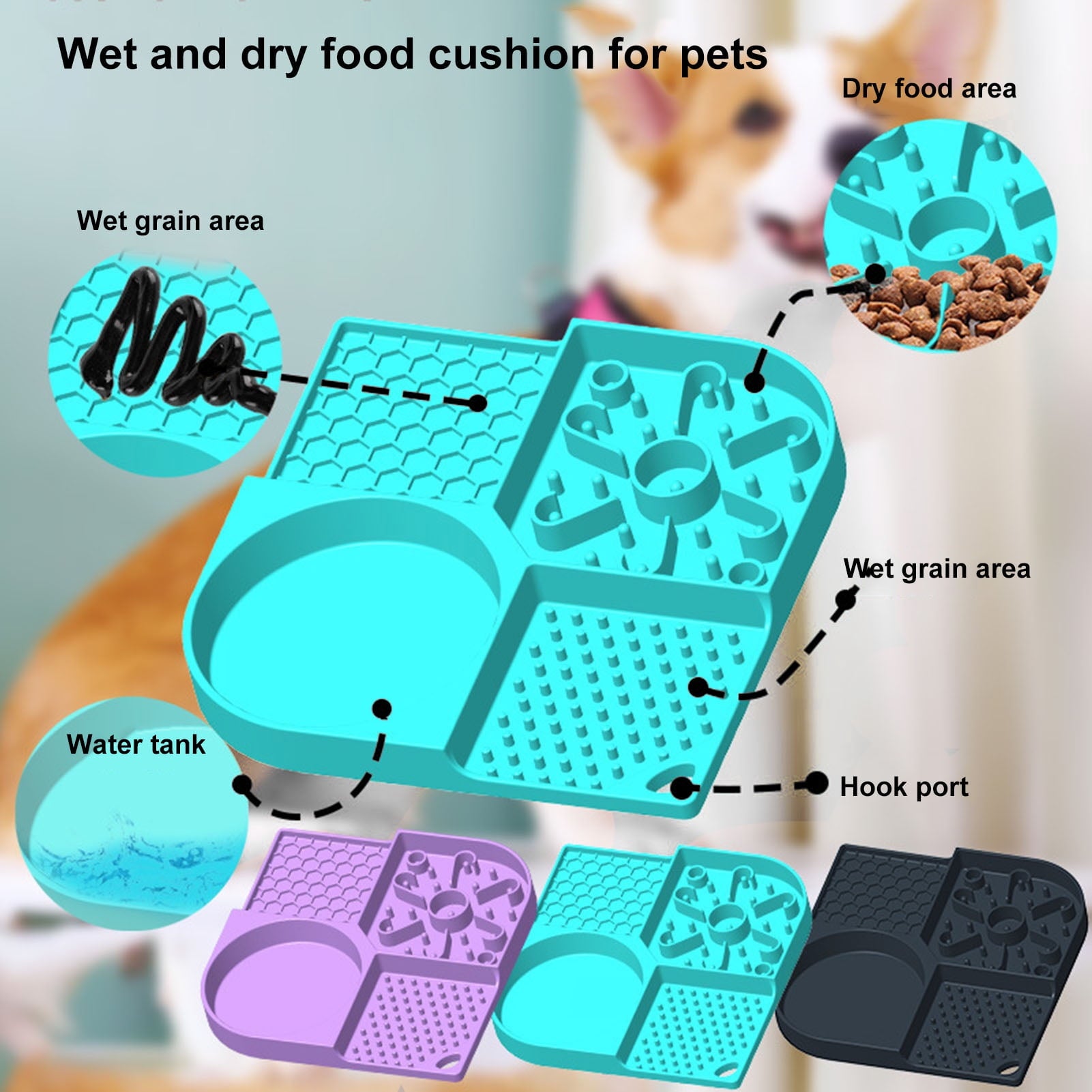 4-Slot Non-Slip Pet Food Bowl